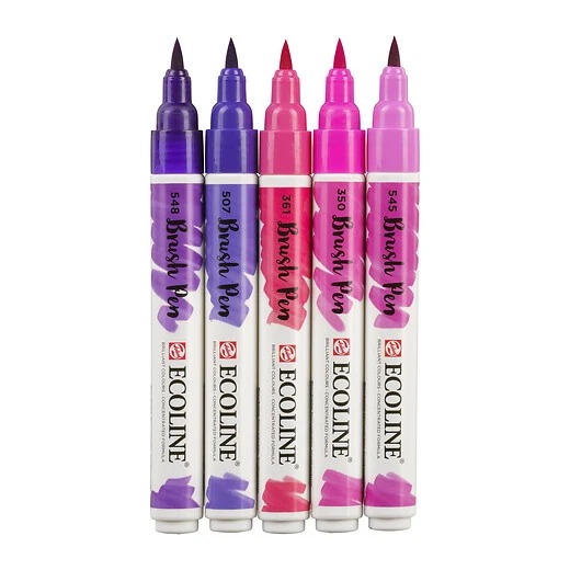 Talens : Ecoline : Fırça Uçlu Kalem Seti : 5 Renk : Violet