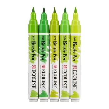 Talens : Ecoline : Fırça Uçlu Kalem Seti : 5 Renk : Green