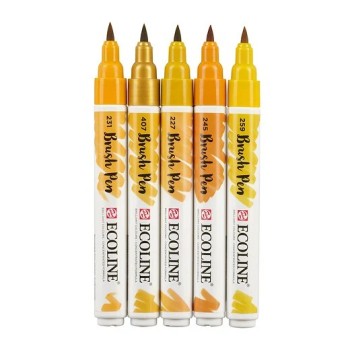 Talens : Ecoline : Fırça Uçlu Kalem Seti : 5 Renk : Earth