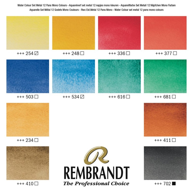 Rembrandt : Tablet Sulu Boya Seti :12 Renk (Metal Kutu)