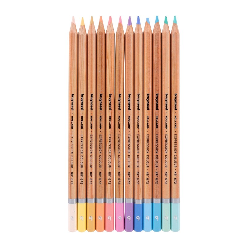 Bruynzeel : Expression : Kuru Boya Kalem Seti : 12 Renk : Pastel Shades (Metal Kutu)